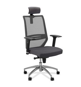 Кресло в офис Aero lux с подголовником, сетка/ткань Сахара / серая/серая в Элисте