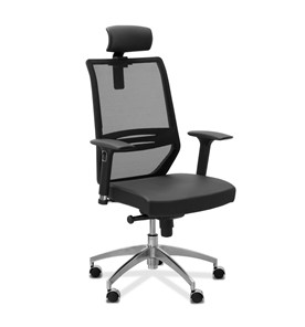 Офисное кресло для руководителя Aero lux с подголовником, сетка/ткань TW / черная/черная в Элисте