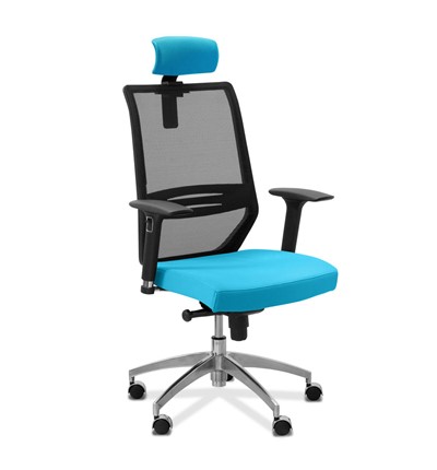 Офисное кресло Aero lux с подголовником, сетка/ткань TW / черная/голубая в Элисте - изображение