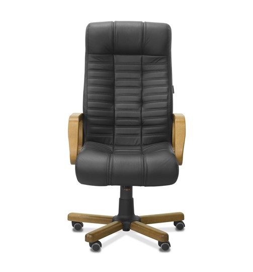 Офисное кресло для руководителя Атлант W, экокожа премиум / черная CN1114/ дерево - орех в Элисте - изображение 1