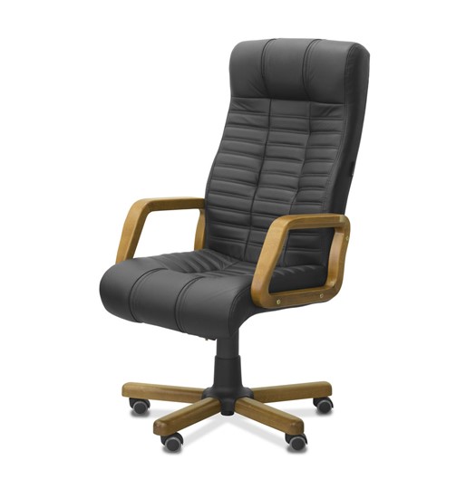 Офисное кресло для руководителя Атлант W, экокожа премиум / черная CN1114/ дерево - орех в Элисте - изображение 3