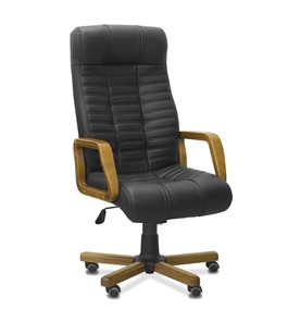 Офисное кресло для руководителя Атлант W, экокожа премиум / черная CN1114/ дерево - орех в Элисте - предосмотр