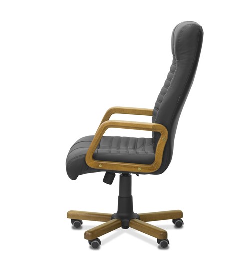 Офисное кресло для руководителя Атлант W, экокожа премиум / черная CN1114/ дерево - орех в Элисте - изображение 4