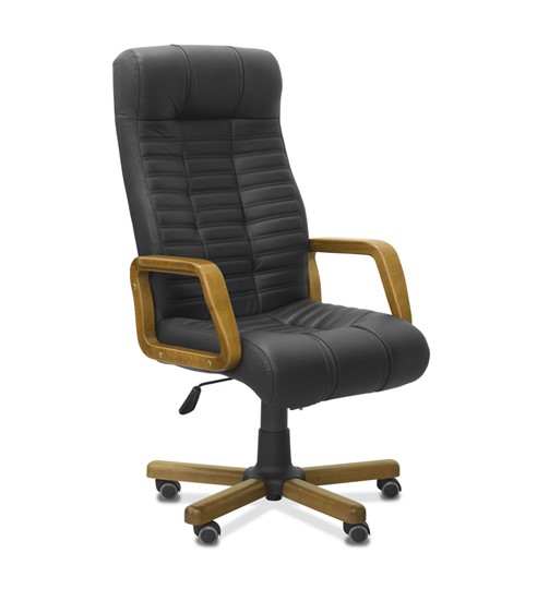 Офисное кресло для руководителя Атлант W, экокожа премиум / черная CN1114/ дерево - орех в Элисте - изображение 9