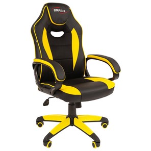 Кресло для приемных и переговорных BRABIX "Blaze GM-162", TW/экокожа, черное/желтое, 532579, 7083507 в Элисте