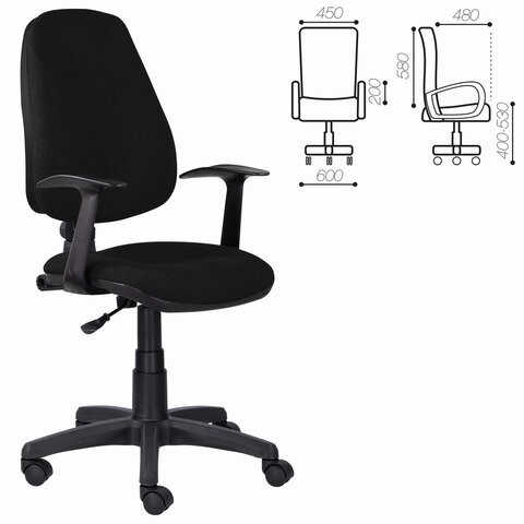 Офисное кресло Brabix Comfort MG-321, регулируемая эргономичная спинка, ткань, черное в Элисте - изображение 5