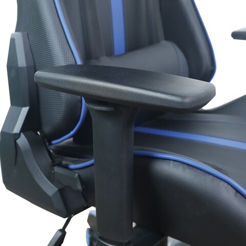 Компьютерное кресло BRABIX "GT Carbon GM-120", две подушки, экокожа, черное/синее, 531930 в Элисте - изображение 12