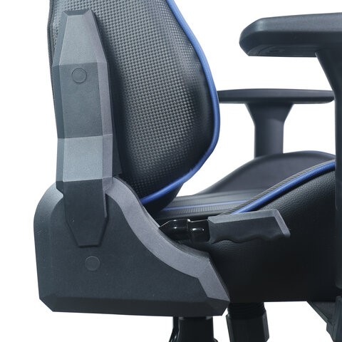 Компьютерное кресло BRABIX "GT Carbon GM-120", две подушки, экокожа, черное/синее, 531930 в Элисте - изображение 14