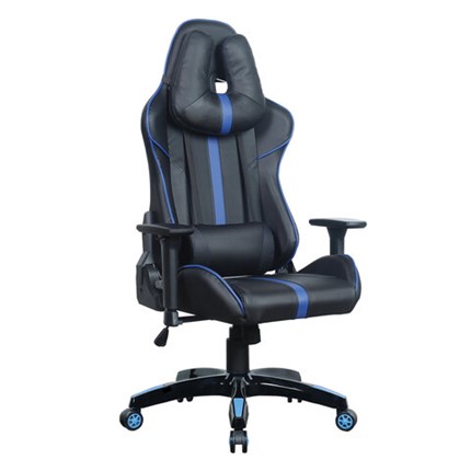 Компьютерное кресло BRABIX "GT Carbon GM-120", две подушки, экокожа, черное/синее, 531930 в Элисте - изображение