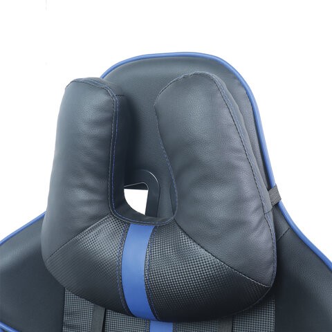 Компьютерное кресло BRABIX "GT Carbon GM-120", две подушки, экокожа, черное/синее, 531930 в Элисте - изображение 8