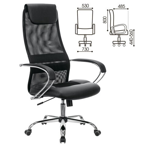 Кресло компьютерное Brabix Premium Stalker EX-608 CH (хром, ткань-сетка/кожзам, черное) 532091 в Элисте - изображение 10