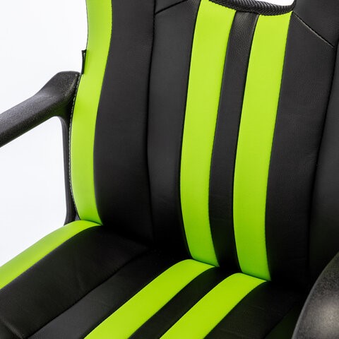 Кресло офисное BRABIX "Stripe GM-202", экокожа, черное/зеленое, 532511 в Элисте - изображение 10