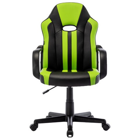 Кресло офисное BRABIX "Stripe GM-202", экокожа, черное/зеленое, 532511 в Элисте - изображение 4