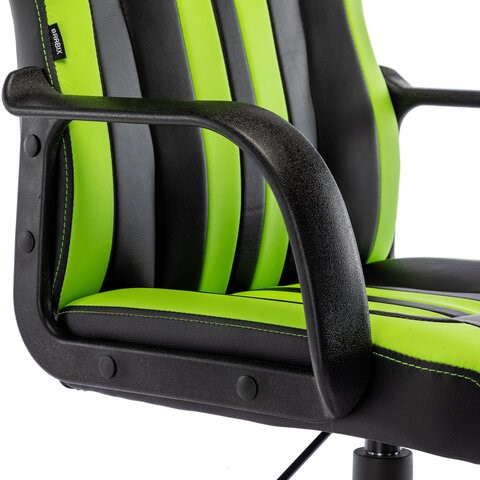Кресло офисное BRABIX "Stripe GM-202", экокожа, черное/зеленое, 532511 в Элисте - изображение 8