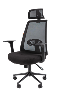 Кресло компьютерное CHAIRMAN 535 BLACK Сетчатый акрил черный / Полиэстер черный в Элисте - предосмотр 3