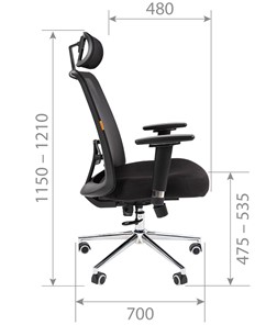 Офисное кресло CHAIRMAN 535 LUX сетчатый акрил черный / полиэстер черный в Элисте - предосмотр 5