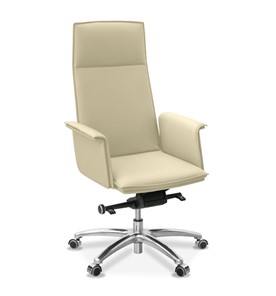Офисное кресло для руководителя Лео, натуральная кожа с компаньоном / светло-бежевая Savanna, leo-k в Элисте
