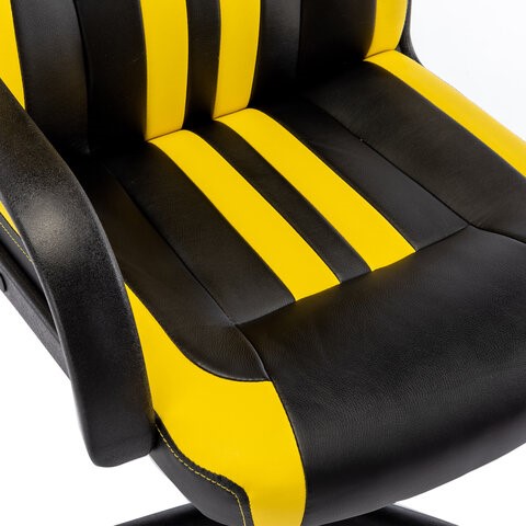 Кресло офисное RABIX "Stripe GM-202", экокожа, черное/желтое, 532510 в Элисте - изображение 6