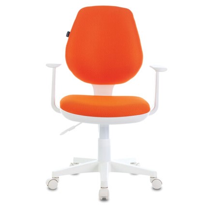 Офисное кресло Brabix Fancy MG-201W (с подлокотниками, пластик белый, оранжевое) в Элисте - изображение