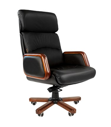 Компьютерное кресло CHAIRMAN 417 кожа черная в Элисте - изображение