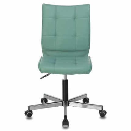 Офисное кресло Brabix Stream MG-314 (без подлокотников, пятилучие серебристое, экокожа, серо-голубое) в Элисте - изображение