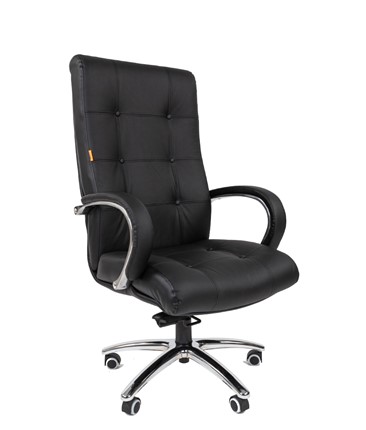 Кресло компьютерное CHAIRMAN 424 Кожа черная в Элисте - изображение