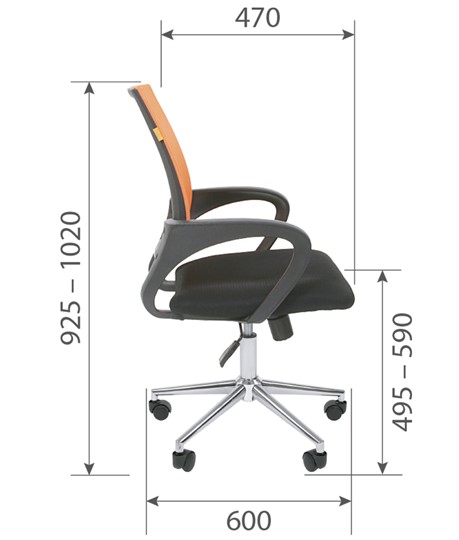Кресло офисное CHAIRMAN 696 CHROME Сетка TW-66 (оранжевый) в Элисте - изображение 4