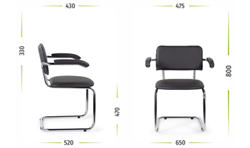 Офисный стул для посетителей Sylwia chrome arm P60, кож/зам V в Элисте - предосмотр 5