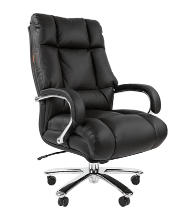 Кресло компьютерное CHAIRMAN 405 черное нат.кожа/экокожа в Элисте - изображение