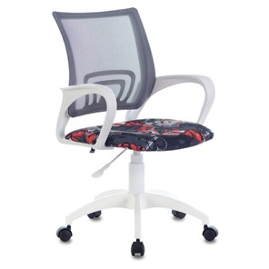 Офисное кресло Brabix Fly MG-396W (с подлокотниками, пластик белый, сетка, серое с рисунком "Graffity") 532404 в Элисте