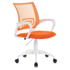 Кресло компьютерное Brabix Fly MG-396W (с подлокотниками, пластик белый, сетка, оранжевое) в Элисте - предосмотр
