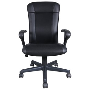 Кресло офисное Brabix Optima MG-370 (с подлокотниками, экокожа/ткань, черное) 531580 в Элисте - предосмотр