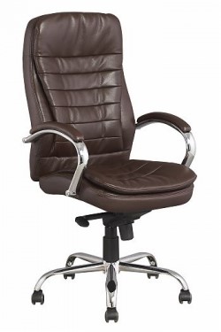 Офисное кресло J 9031-1 экокожа /хром, коричневый в Элисте - изображение