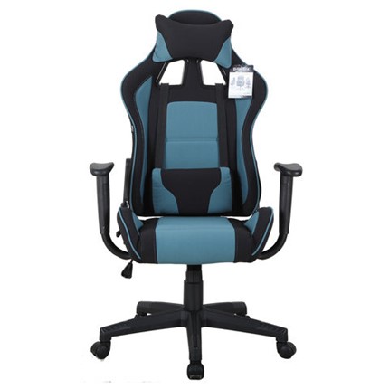 Офисное кресло Brabix GT Racer GM-100 (две подушки, ткань, черное/голубое) в Элисте - изображение
