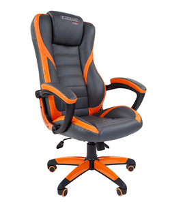 Офисное кресло CHAIRMAN GAME 22 эко кожа, серый/оранжевый в Элисте - предосмотр