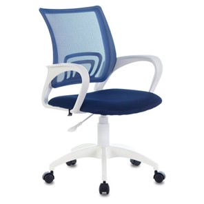 Офисное кресло Brabix Fly MG-396W (с подлокотниками, пластик белый, сетка, темно-синее) 532399 в Элисте - предосмотр