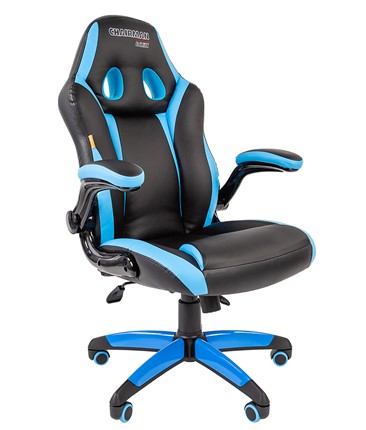 Кресло компьютерное CHAIRMAN GAME 15, цвет черный / голубой в Элисте - изображение