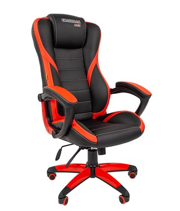 Офисное кресло CHAIRMAN GAME 22 эко кожа, черный/красный в Элисте - изображение