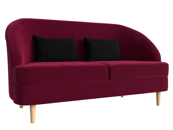 Прямой диван Атико, Бордовый\Черный (Микровельвет) в Элисте - изображение