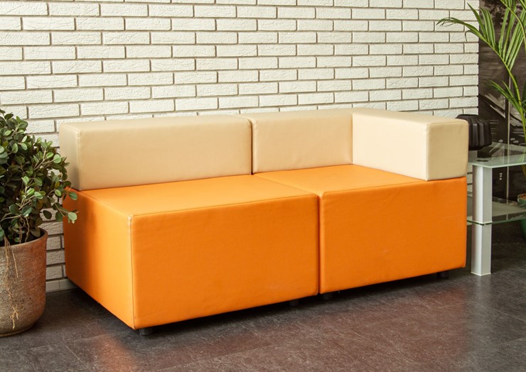 Офисный диван модульный Октава, 3-х местный, экокожа премиум / светло-бежевая CN1112 в Элисте - изображение 6