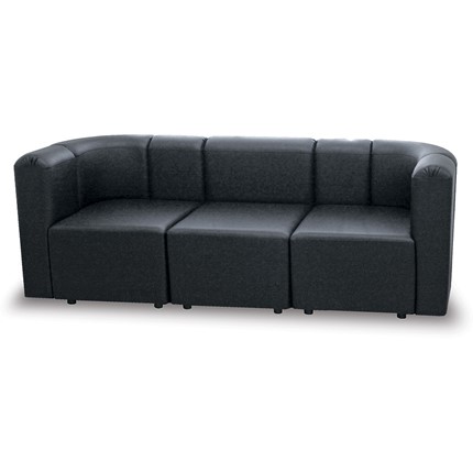 Мягкий офисный диван Юнона, 3 модуля, экокожа премиум / черная CN1114 в Элисте - изображение