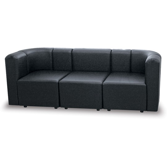 Мягкий офисный диван Юнона, 3 модуля, экокожа премиум / черная CN1114 в Элисте - изображение 2