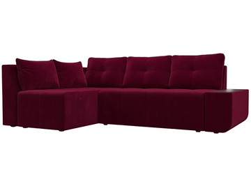 Угловой диван с оттоманкой Амадэус, Бордовый (микровельвет) в Элисте