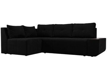 Угловой диван с оттоманкой Амадэус, Черный (микровельвет) в Элисте - предосмотр