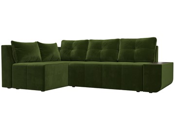 Угловой диван с оттоманкой Амадэус, Зеленый (микровельвет) в Элисте - предосмотр