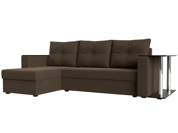 Угловой раскладной диван Атланта Лайт, Коричневый (рогожка) в Элисте - изображение