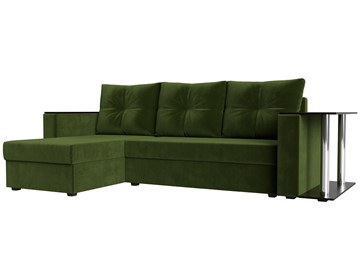 Угловой диван Атланта Лайт, Зеленый (микровельвет) в Элисте