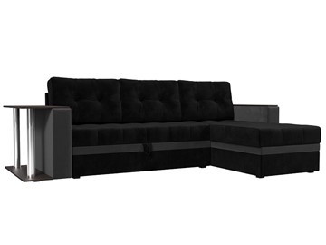 Угловой раскладной диван Атланта М, Черный/Серый (велюр) в Элисте
