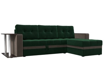 Угловой раскладной диван Атланта М, Зеленый/Коричневый (велюр) в Элисте