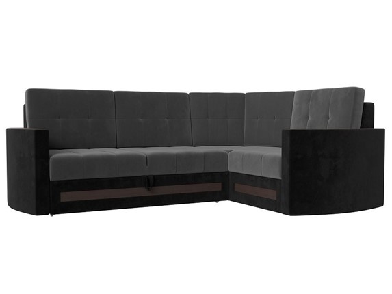 Угловой раскладной диван Белла, Серый/Черный (Велюр) в Элисте - изображение